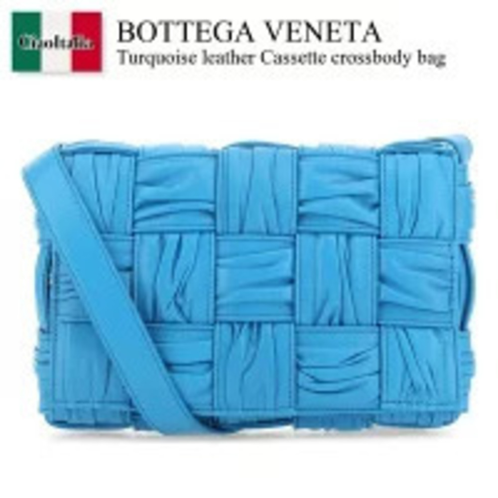 Bottega Veneta Bag Handbag Turquoise Blue Leather Cassette Crossbody Shoulder